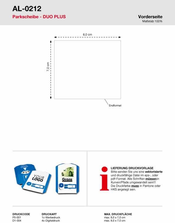Allflash Parkscheibe DUO PLUS inkl. 1c Tampondruck