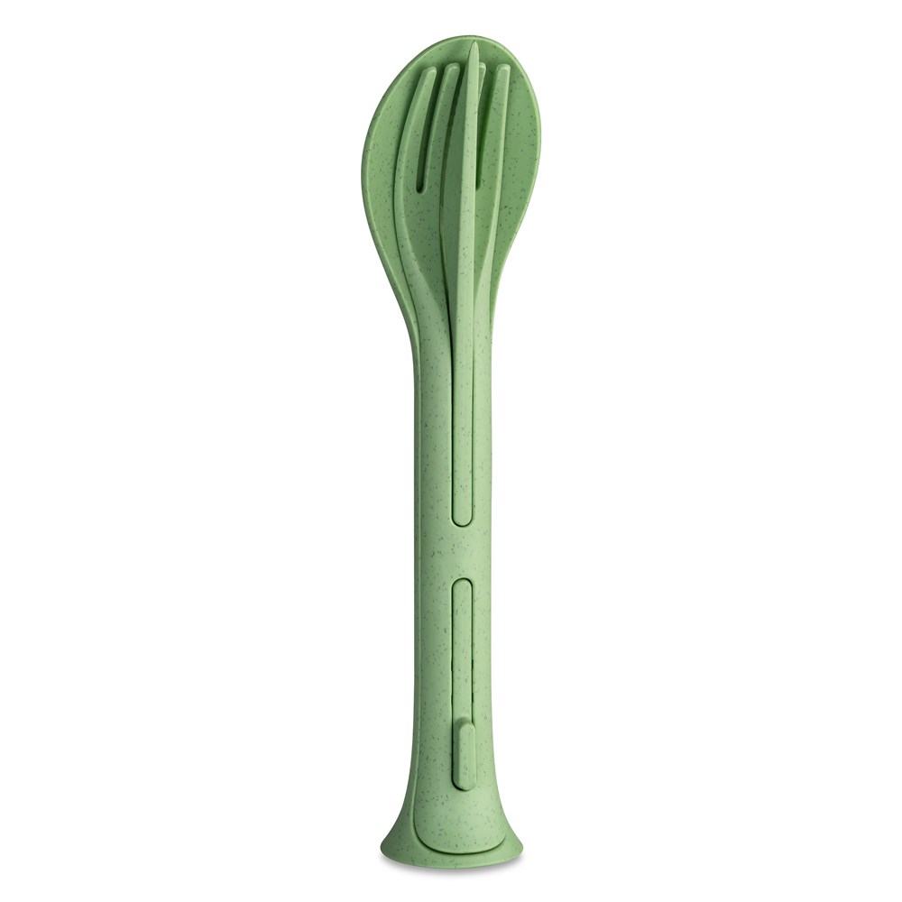KOZIOL KLIKK POCKET Besteck-Set 3-teilig - nature leaf green