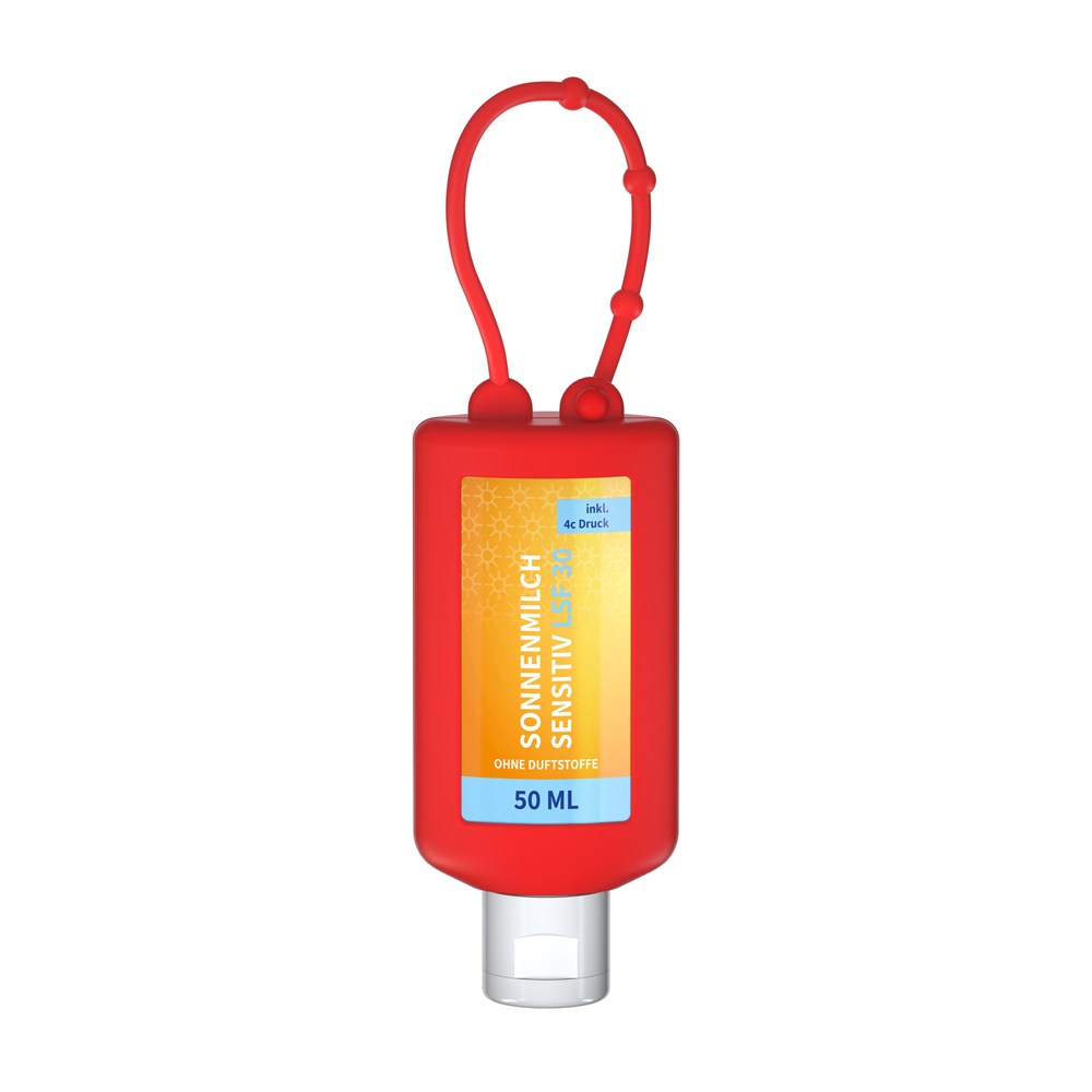 Sonnenmilch LSF 30 (sens.), 50 ml Bumper (blau), Body Label (R-PET) - Rot