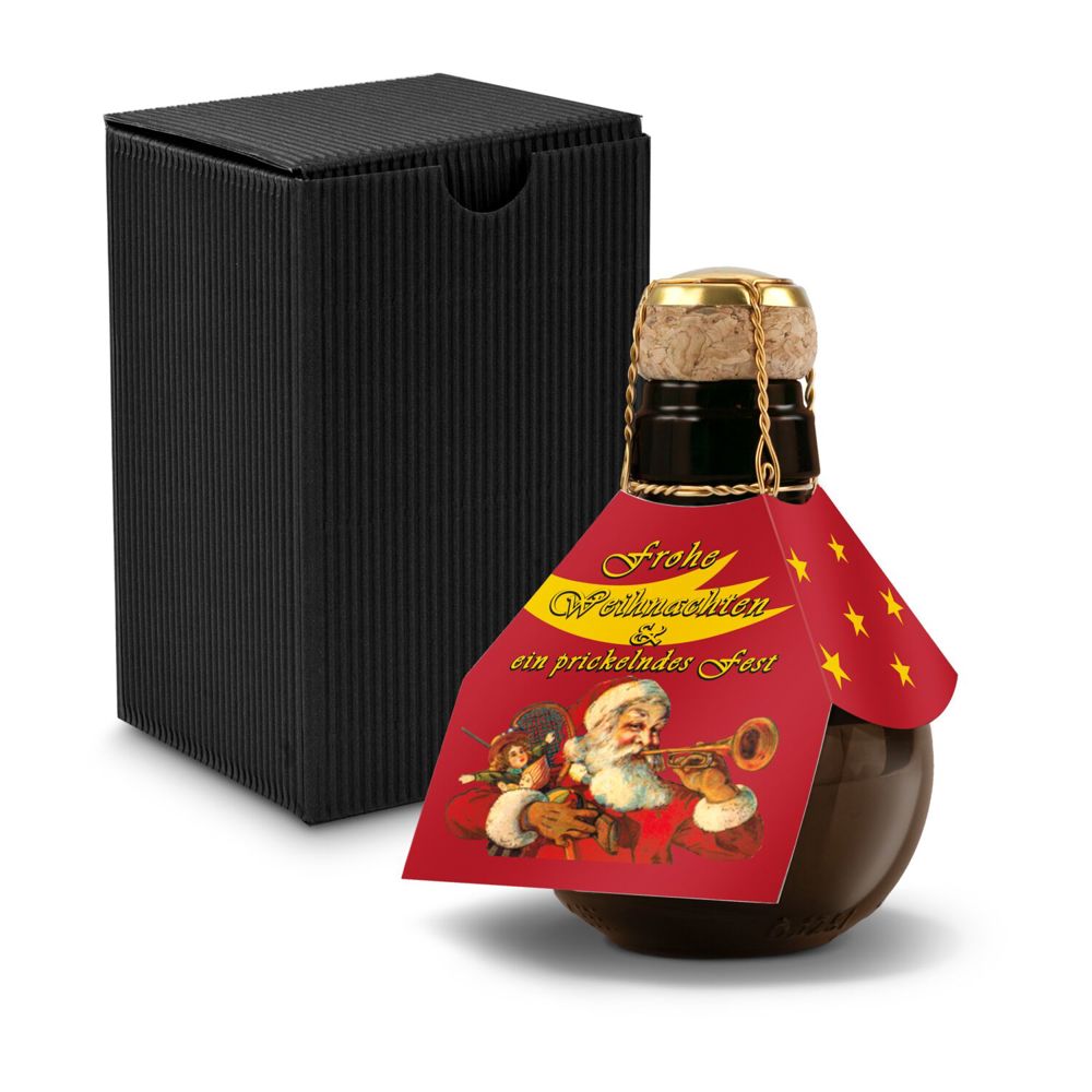 Kleinste Sektflasche der Welt! Weihnachtsgruß - Inklusive Geschenkkarton in Schwarz, 125 ml