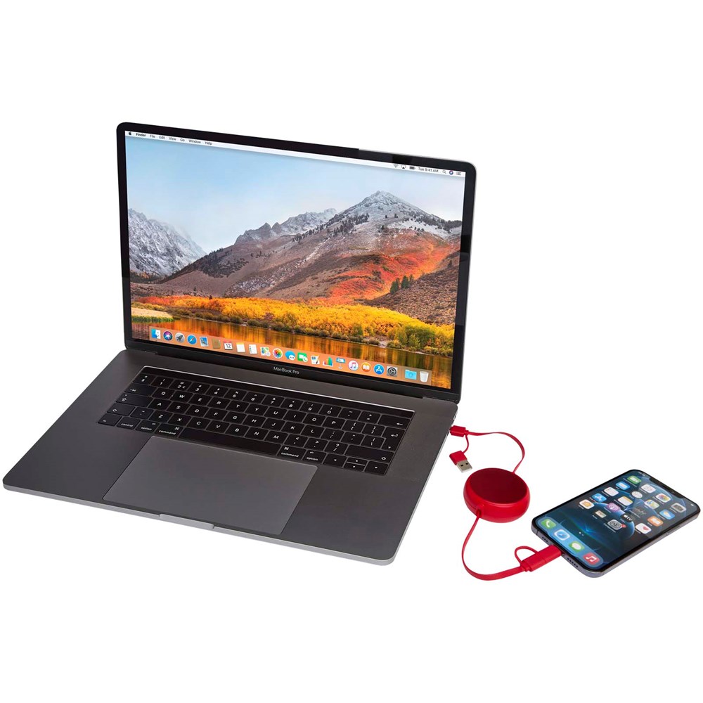 Alasia 100 cm 5-in-1 Kabel aus recyceltem Kunststoff und Aluminium, einziehbar, für Datenübertragung und mit 45W Schnellladung