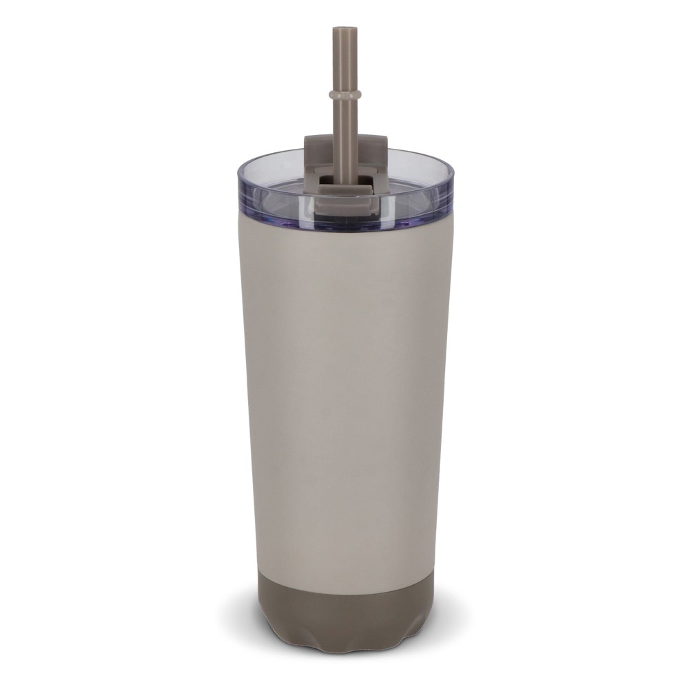 InSideOut doppelwandiger Norden-Trinkbecher aus Edelstahl mit Strohhalm, 600 ml - beige
