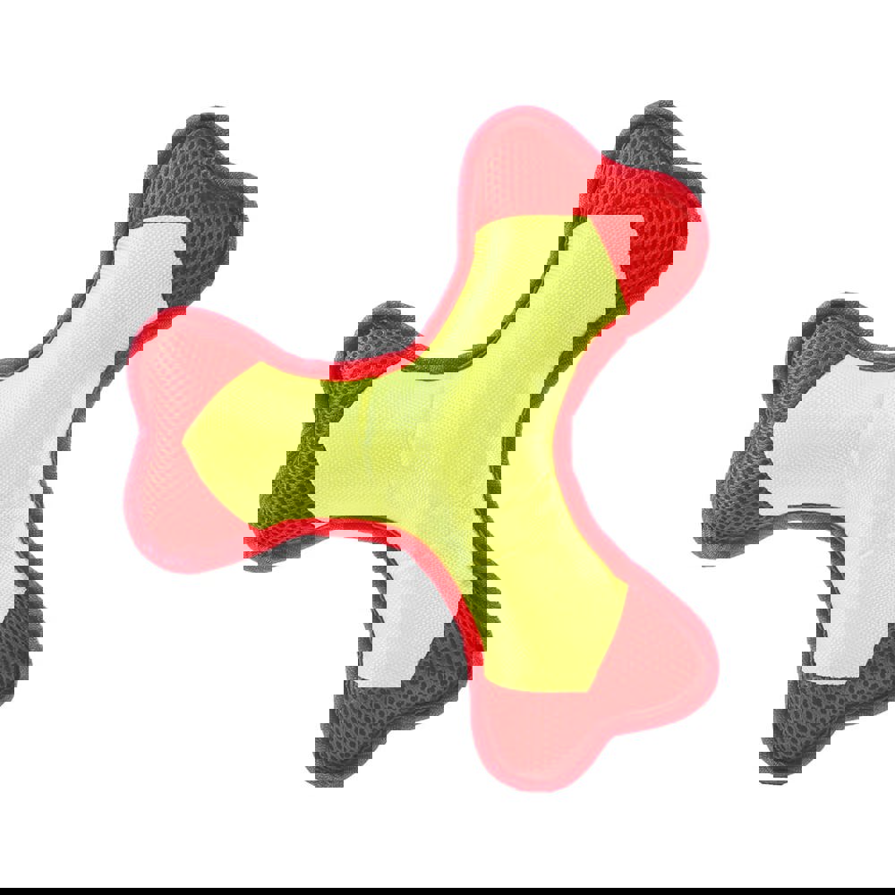Hundespielzeug Flying Triple, orange/grün, S - gelb/rot