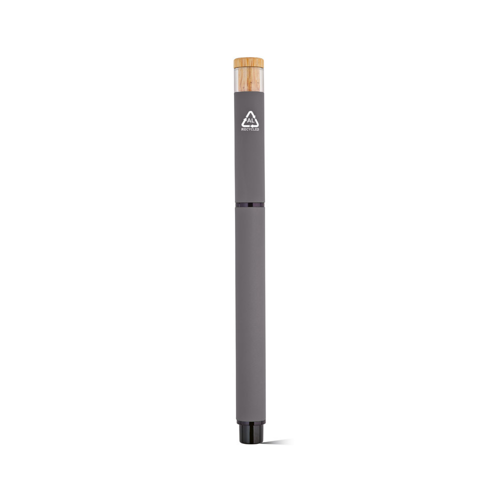 Thoreau Rollerball aus recy. Aluminium, blau, Dokumental®-Gel-Tinte 0,6km - Grau