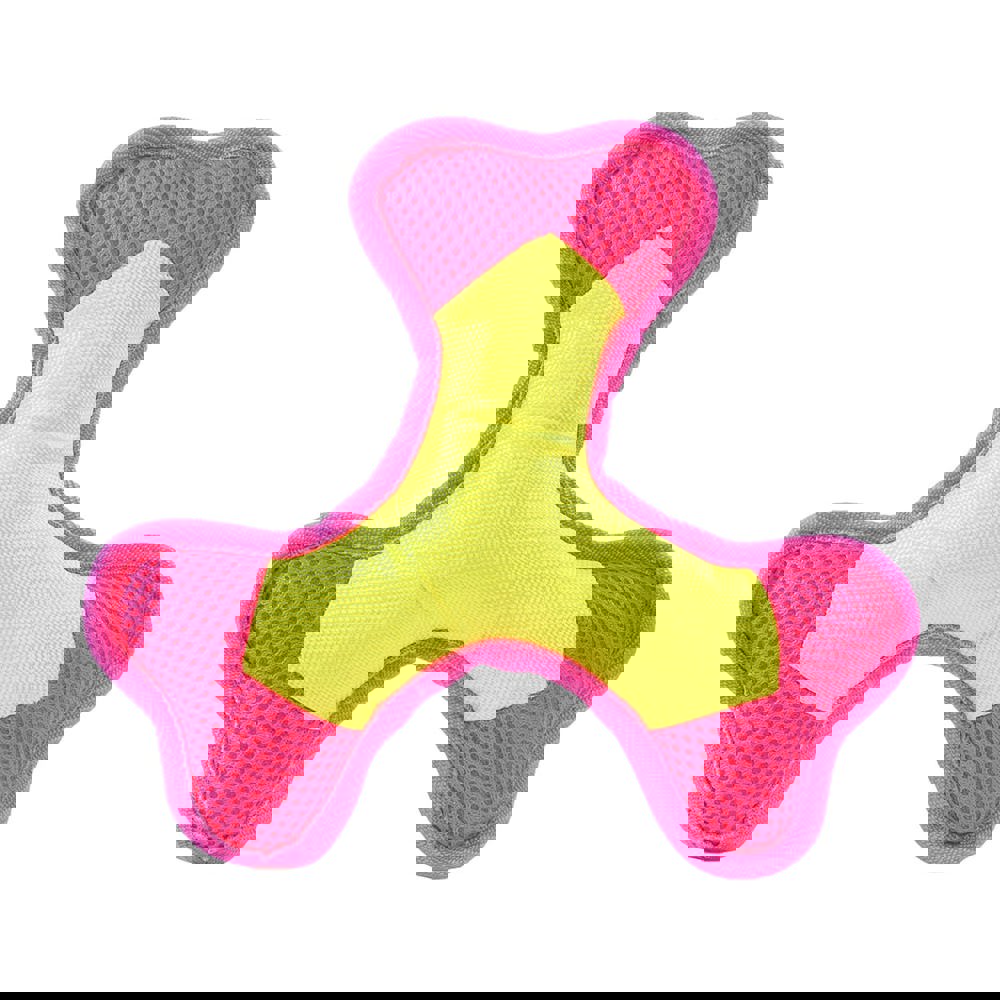 Hundespielzeug Flying Triple, orange/grün, S - gelb/pink