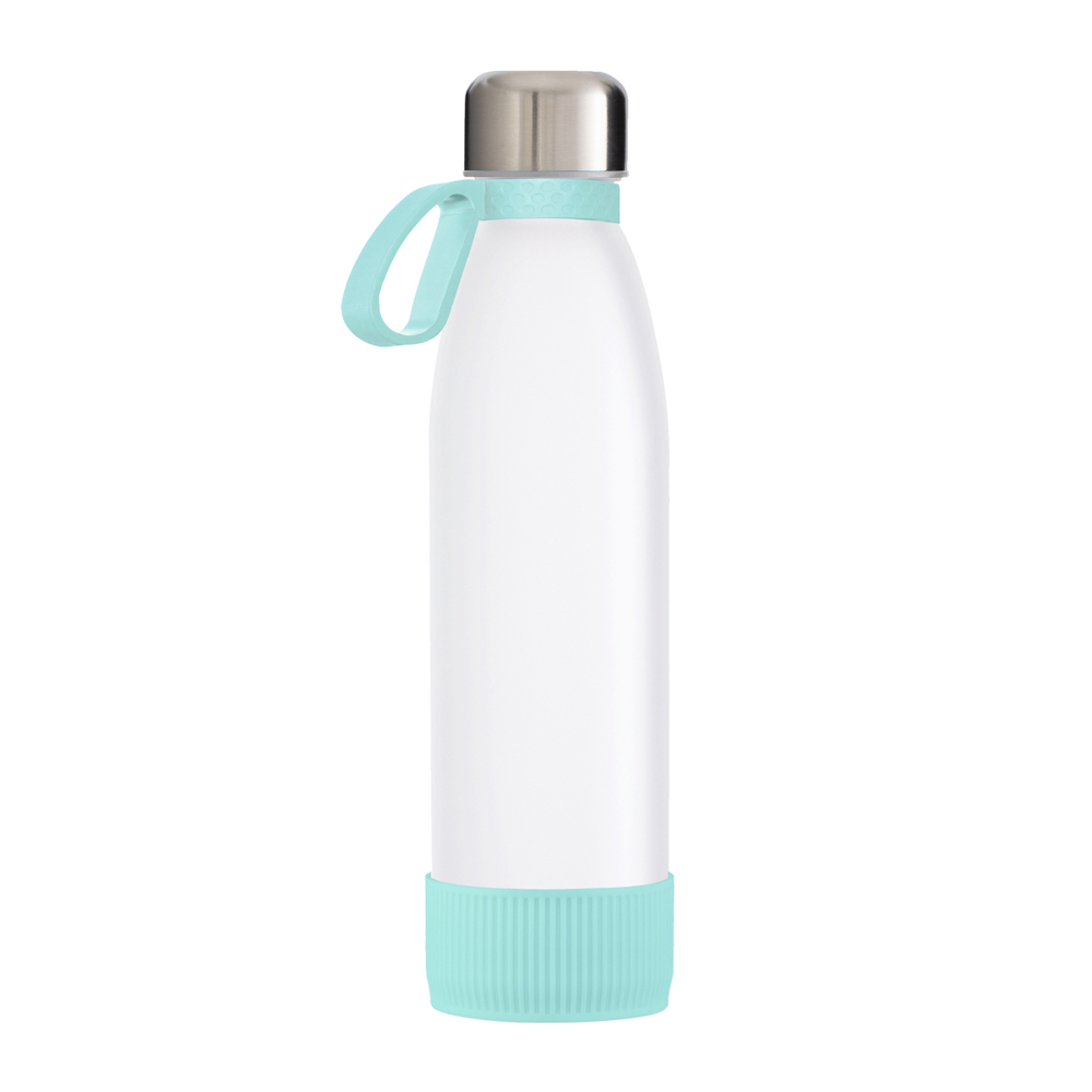 Trinkflasche RETUMBLER-myTOULON GLASS - hellblau, silber, weiß