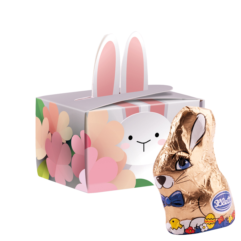 Geschenkbox Mini Hasenohren, Klett Schoko-Osterhase