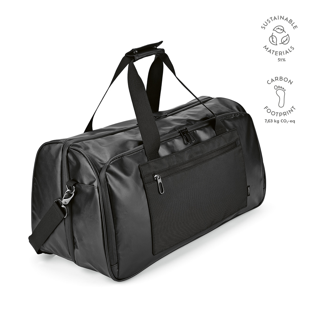 Sac sport Istanbul 33L en rPET, fermetures Zip étanches - Noir