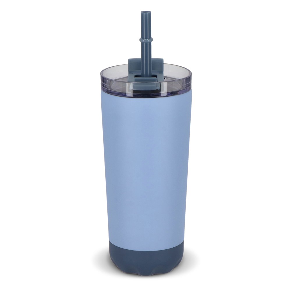 InSideOut doppelwandiger Norden-Trinkbecher aus Edelstahl mit Strohhalm, 600 ml - pastellblau