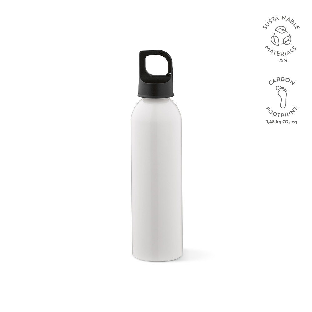 Mackenzie Trinkflasche rAluminium, 690 ml. Auslaufsicher. Mit Karabinerdeckel - Grün - Weiß