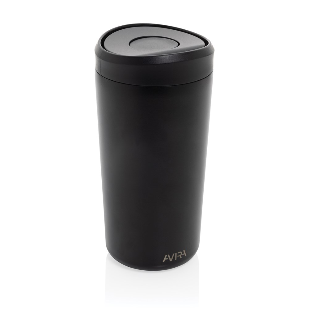 Avira Alix Klickbecher aus RCS rec. Stahl 400ml - schwarz (± PMS Black)