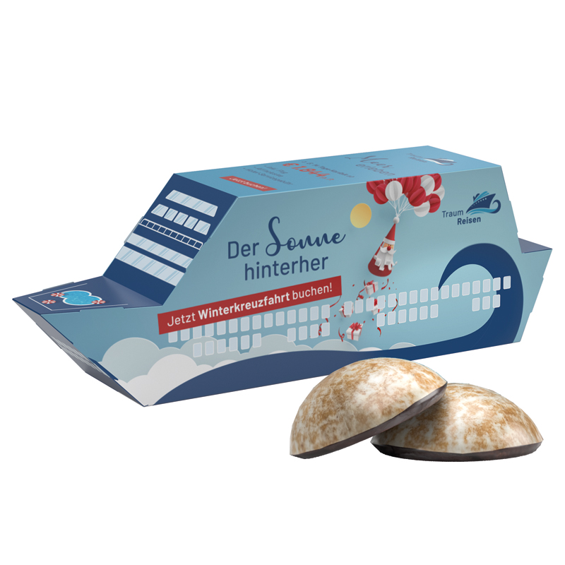 3D-Präsent Schiff, WEISS 4er Lebkuchen Mini