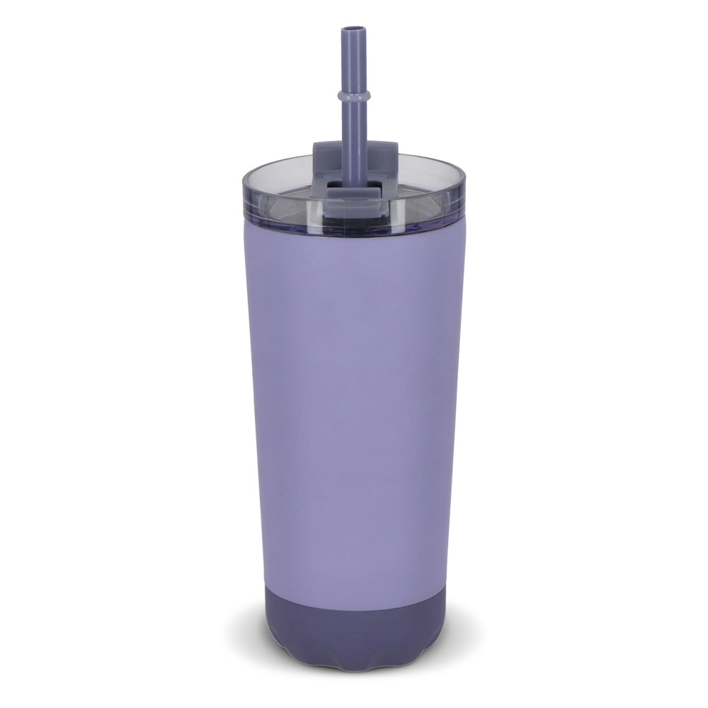 InSideOut doppelwandiger Norden-Trinkbecher aus Edelstahl mit Strohhalm, 600 ml - Lila