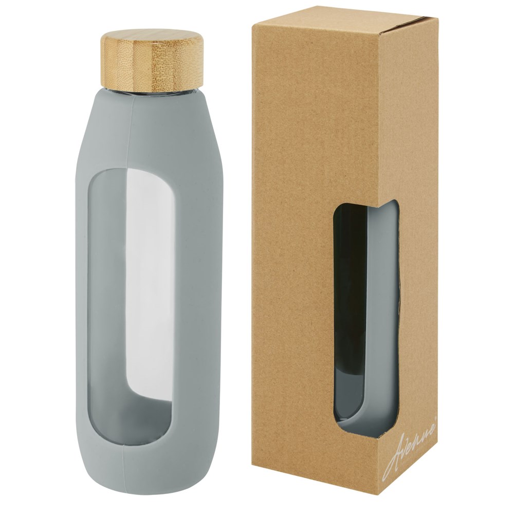 Tidan 600 ml Flasche aus Borosilikatglas mit Silikongriff - grau