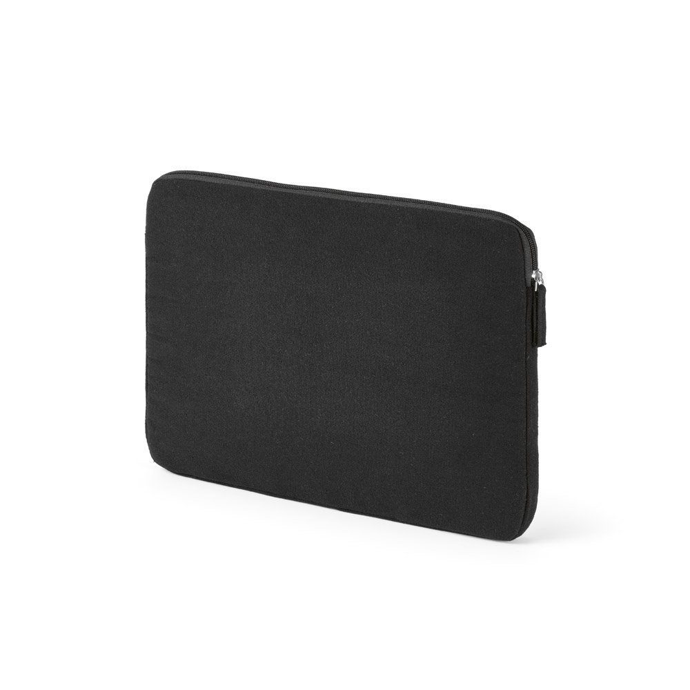 Dubai Laptop-Hülle aus recy. Baumwolle, 270g/m². Für Laptops bis 15,6" - Natur - Schwarz