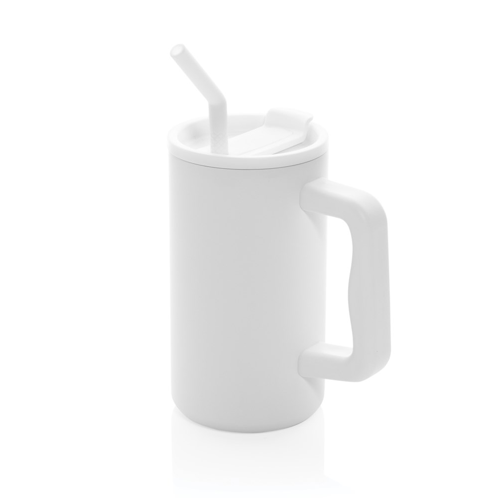 Cube Becher aus RCS recyceltem Stahl 800ml - weiß (± PMS White)