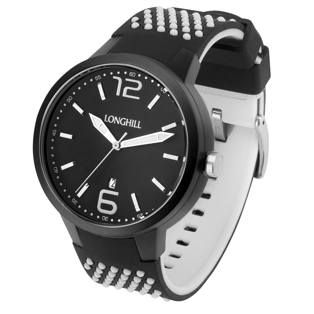 Kunststoffuhr STEN - schwarz/weiss