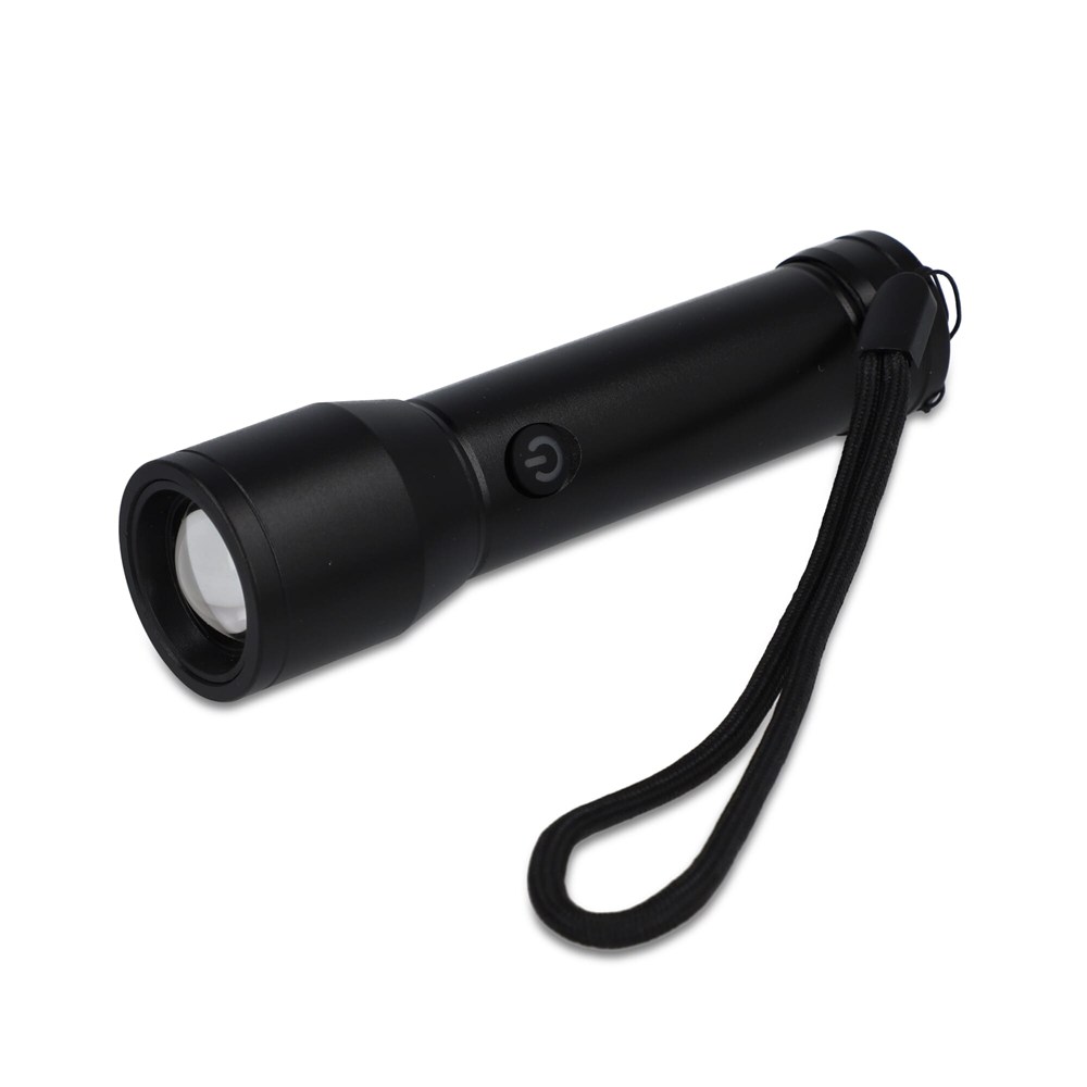 Torche rechargeable en aluminium recyclé IPX4 - Noir