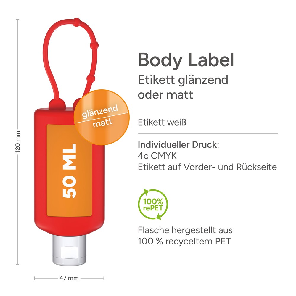 Sportgel, 50 ml Bumper rot, Body Label (R-PET)