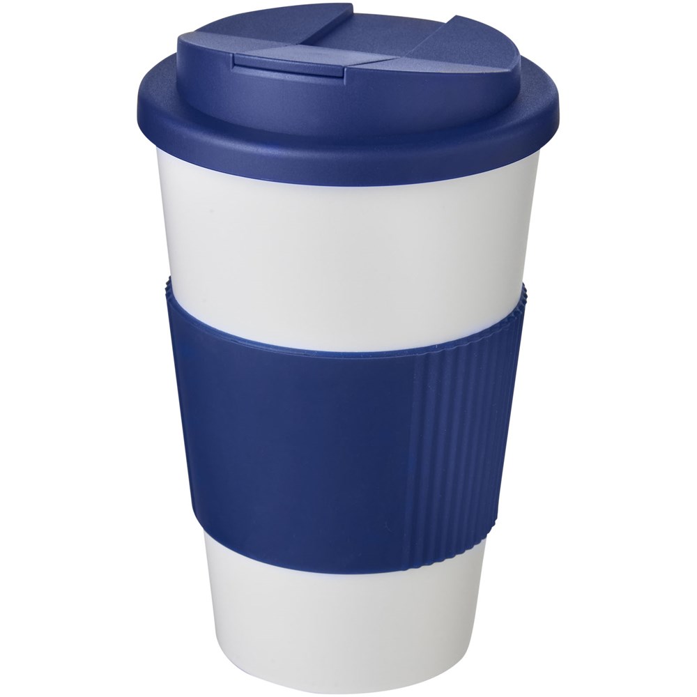 Americano® 350 ml Isolierbecher mit Schutzring & auslaufsicherem Schraubverschluss - weiss, blau