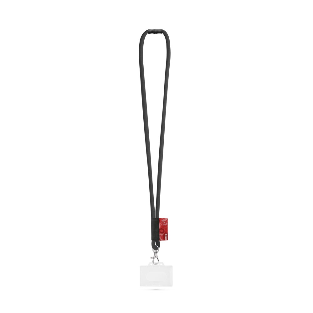 WATFORD. SET Lanyard TUBE Long (Ø 7 mm) mit 9 mm Auslösekarabiner, Ø 7 mm Sicherheitsverschluss und 91 x 68 mm starrem Ausweis-/Kartenhalter - 300 - Schwarz