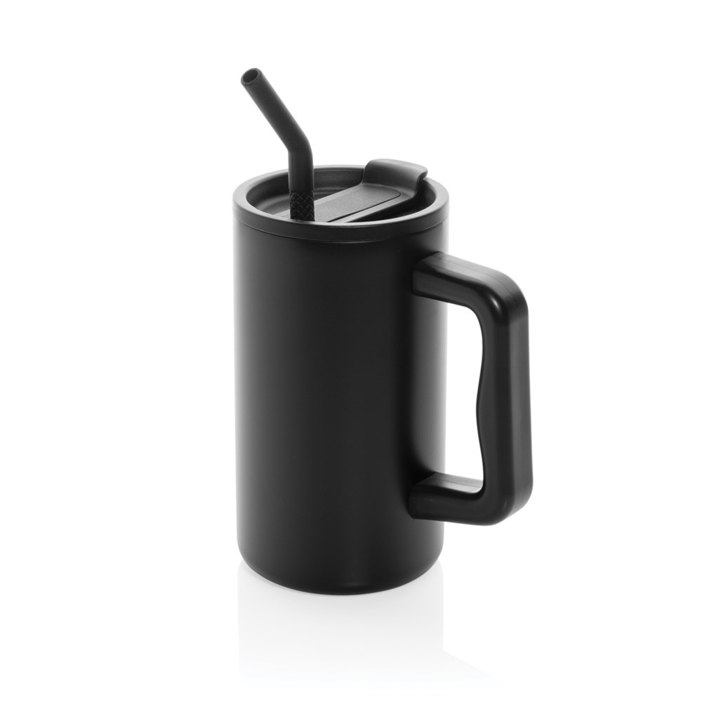 Cube Becher aus RCS recyceltem Stahl 800ml - schwarz (± PMS Black)