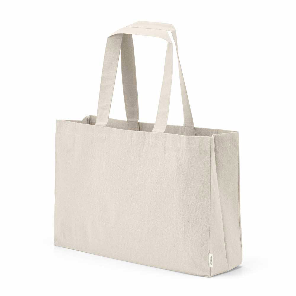 Makalu Einkaufstasche aus recy. Baumwolle, 280g/m², 65cm Henkel - Marineblau - Natur