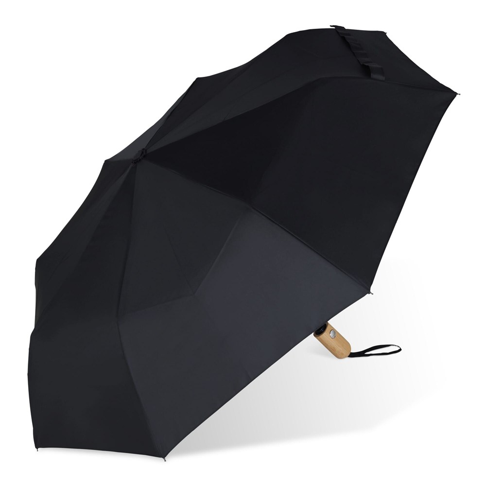 21” faltbarer Regenschirm aus R-PET -Material mit Automatiköffnung - schwarz