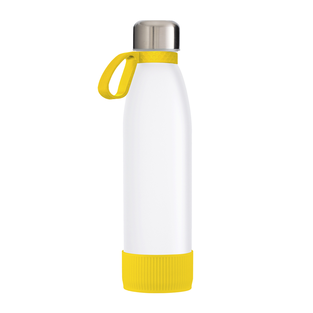 Trinkflasche RETUMBLER-myTOULON GLASS - gelb, silber, weiß