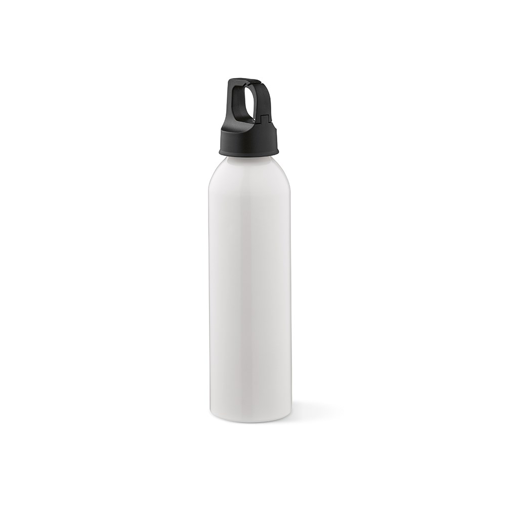 Mackenzie Trinkflasche rAluminium, 690 ml. Auslaufsicher. Mit Karabinerdeckel - Weiß