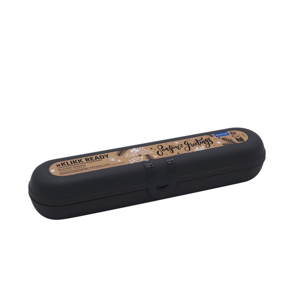 KOZIOL KLIKK READY Besteck Etui + Besteckset + XMAS Sticker