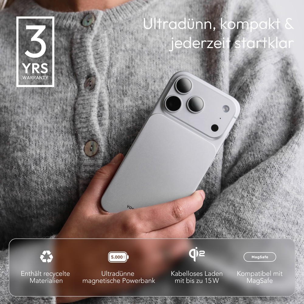 Evergreen Mag 5000 - Die magnetische Powerbank für den ganzen Tag - Weiß