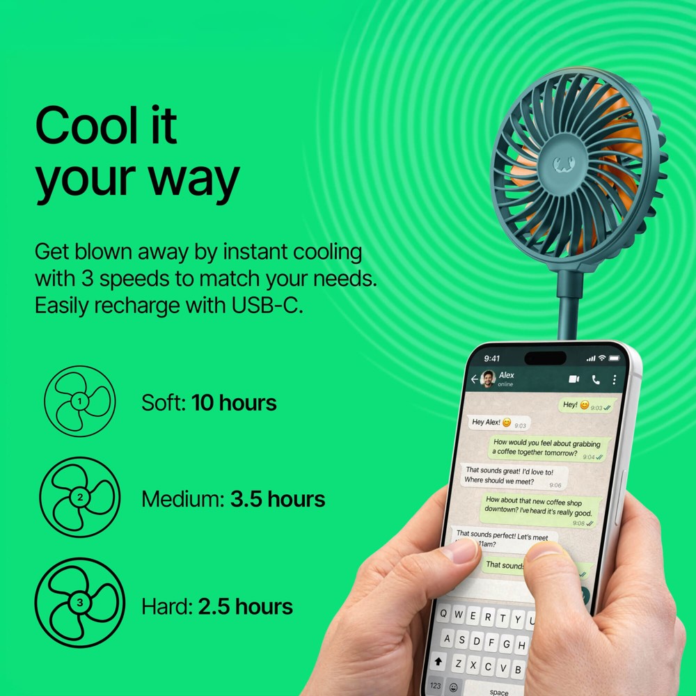 Fresh 'n Rebel Ventilateur Magnétique Sans Fil avec Support pour Téléphone