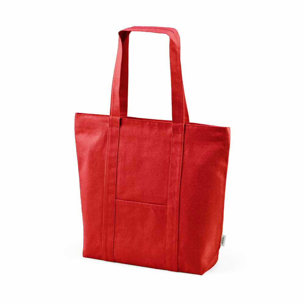 Illimani Einkaufstasche aus recy. Baumwolle, 360g/m², 65cm Henkel - Marineblau - Rot