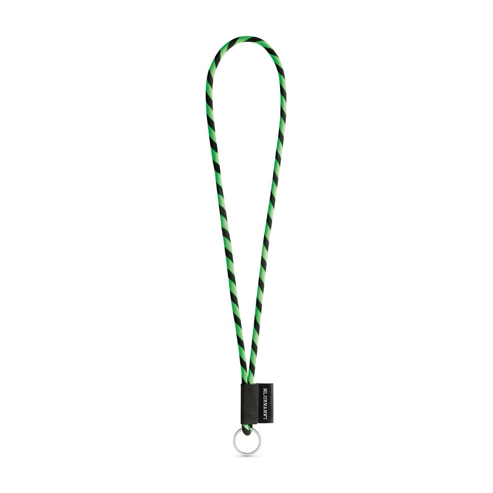 75093. SET Lanyard TUBE Lang (Ø 7 mm) mit Ring Ø 32 mm - Grün Hexachrome, Schwarz
