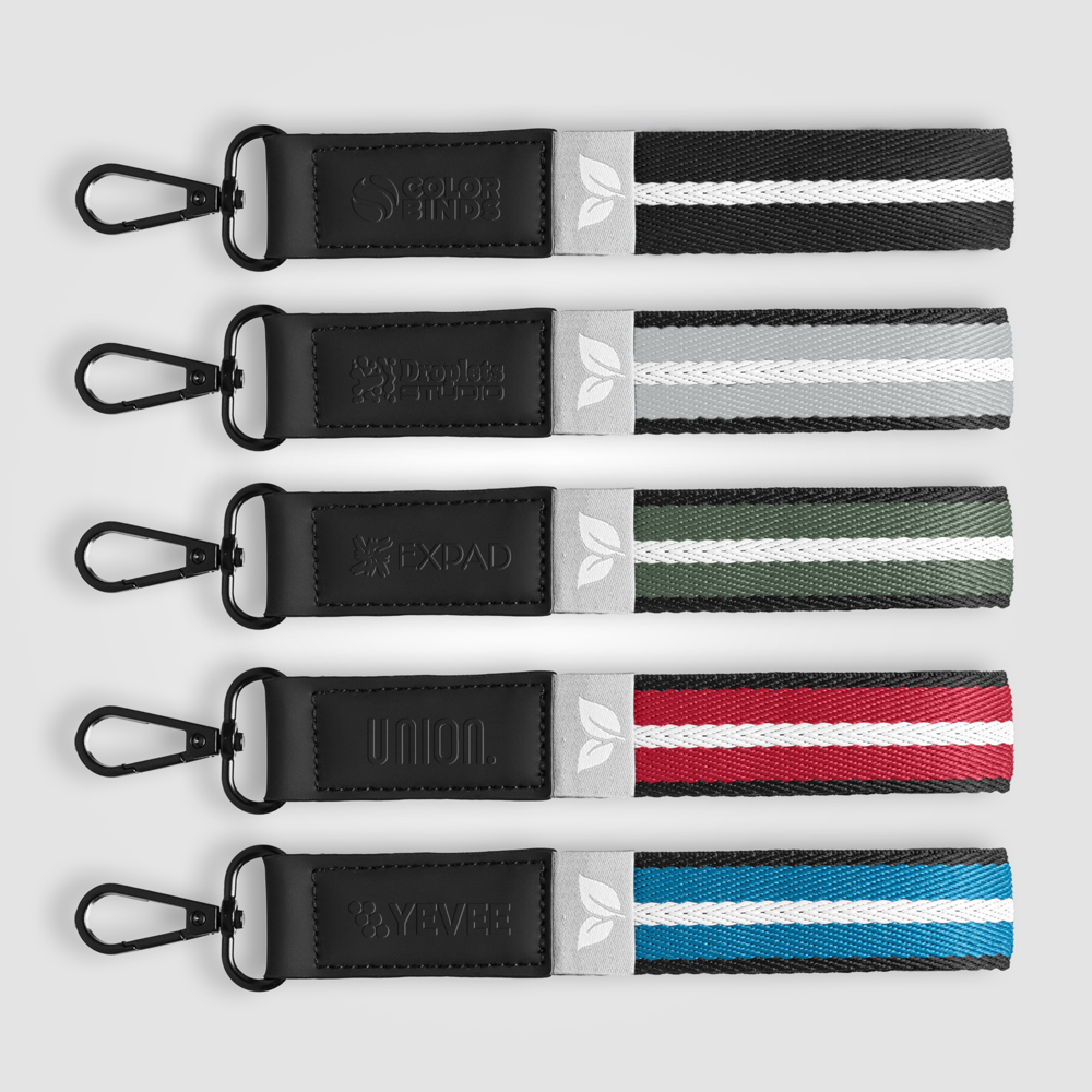 Newport Schlüsselanhänger mit Chevron-Muster und Druckknopfverschluss aus rPET-Gewebe – 19 x 2,5 cm