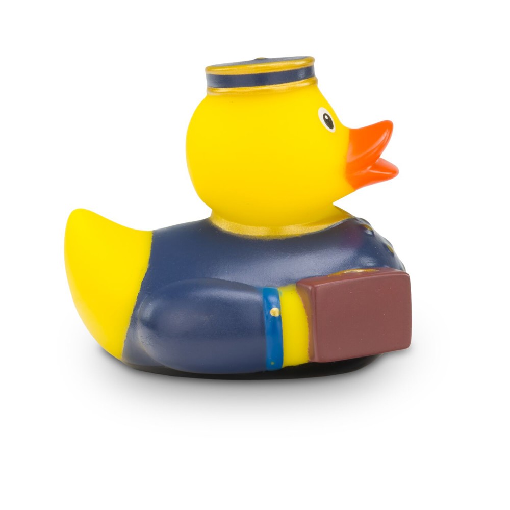 Werbeente Pascal Page klein mit blauer Uniform, 6 cm