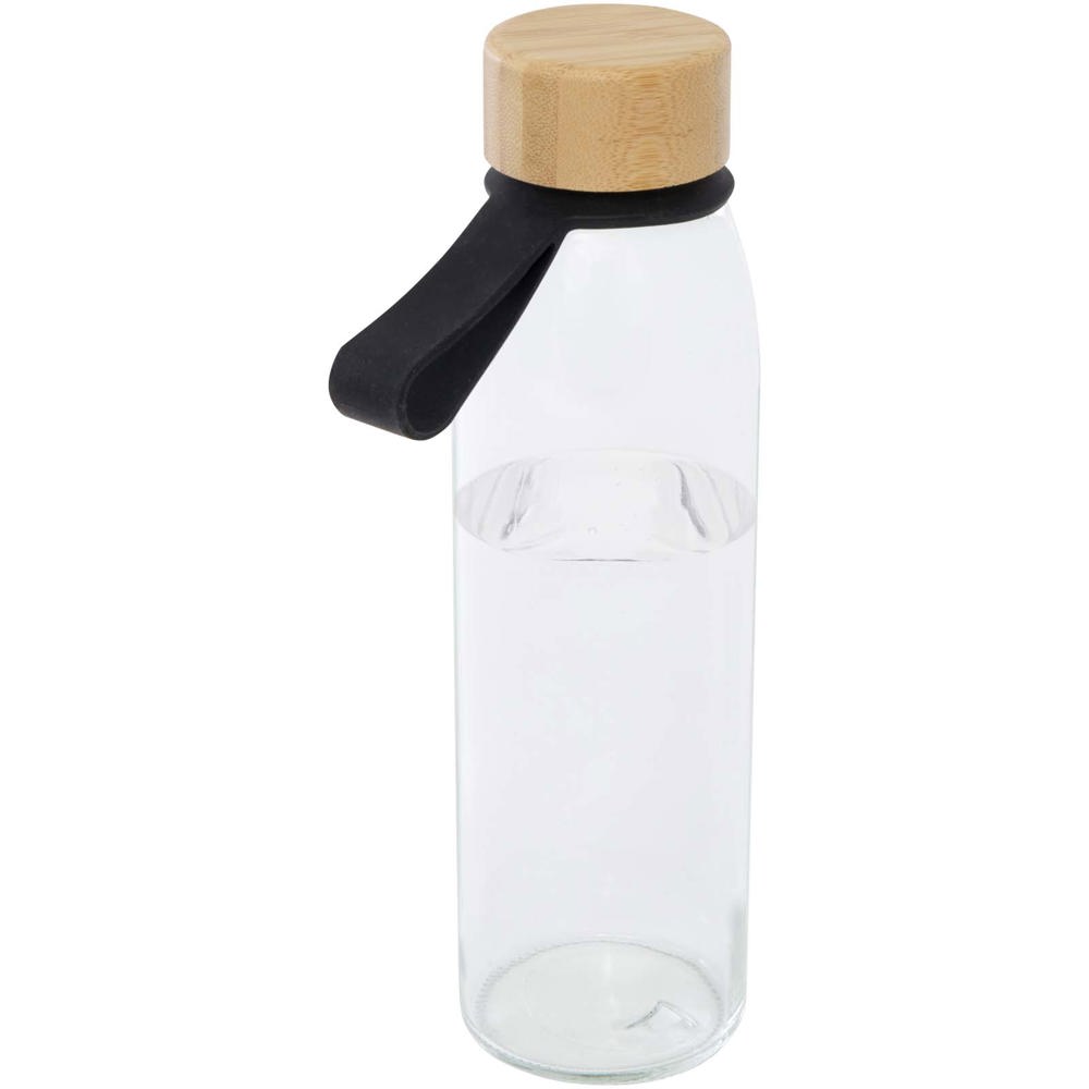 Porto 500 ml Glas-Flasche mit Silikongriff und Bambusdeckel  - schwarz