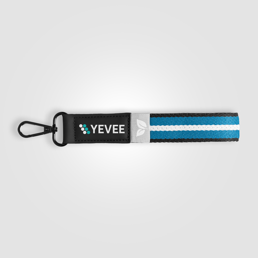 Newport Schlüsselanhänger mit Chevron-Muster und Druckknopfverschluss aus rPET-Gewebe – 19 x 2,5 cm - Marineblau (#002855)