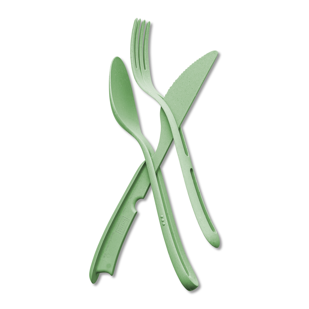 KOZIOL KLIKK Besteck-Set 3-teilig - nature leaf green