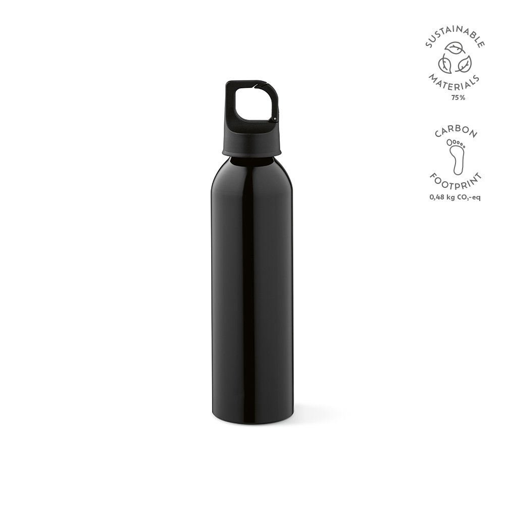 Mackenzie Trinkflasche rAluminium, 690 ml. Auslaufsicher. Mit Karabinerdeckel - Grün - Schwarz