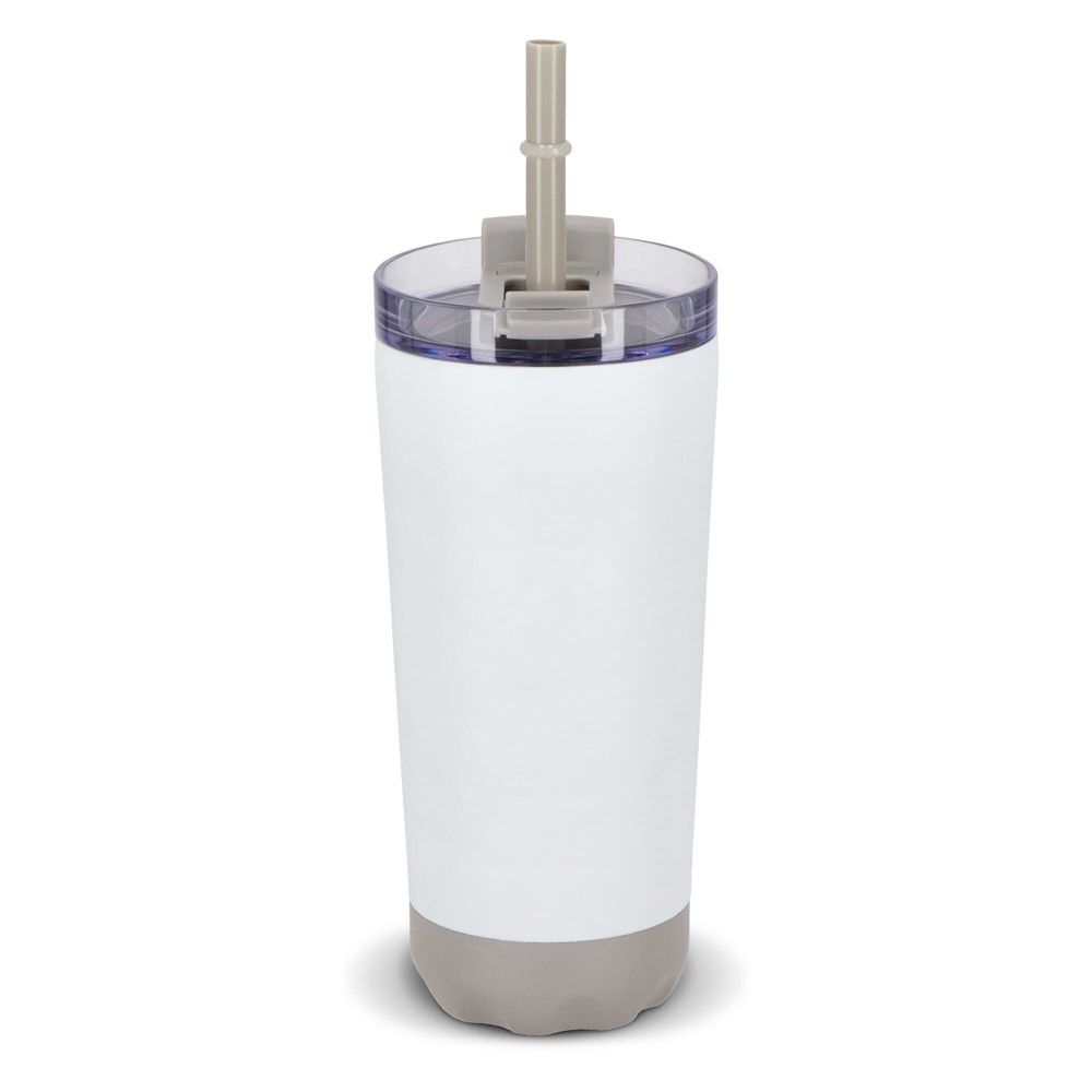 InSideOut doppelwandiger Norden-Trinkbecher aus Edelstahl mit Strohhalm, 600 ml - weiss