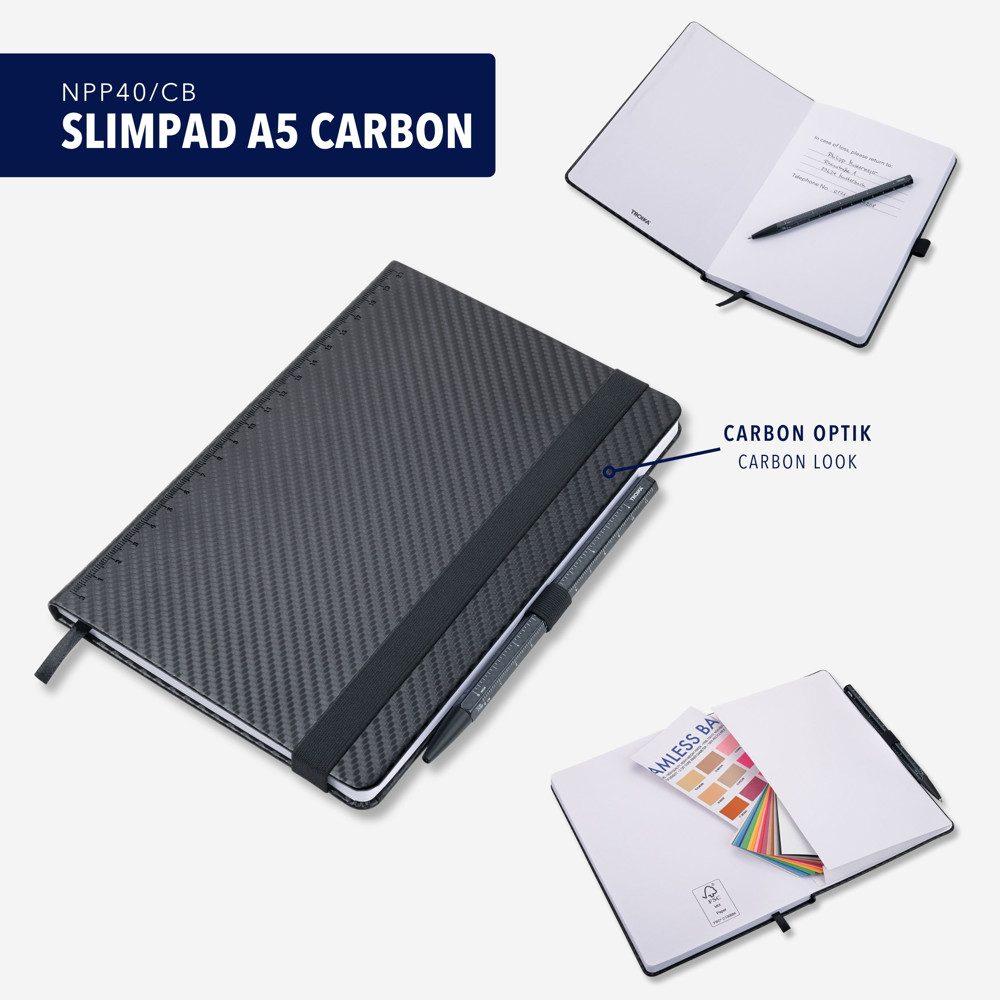 TROIKA Notizblock SLIMPAD A5 CARBON