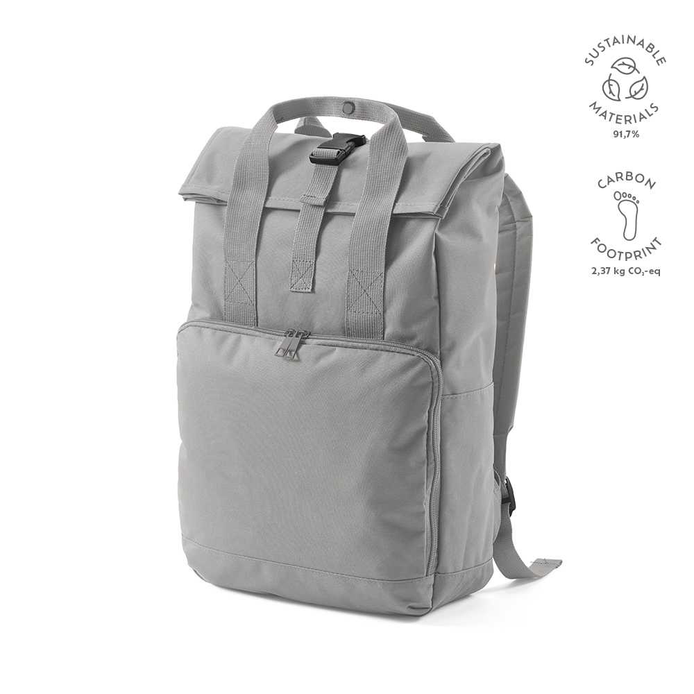 Sac à dos Warsaw 20L rPET. Fermeture enroulable avec boucle. - Gris clair