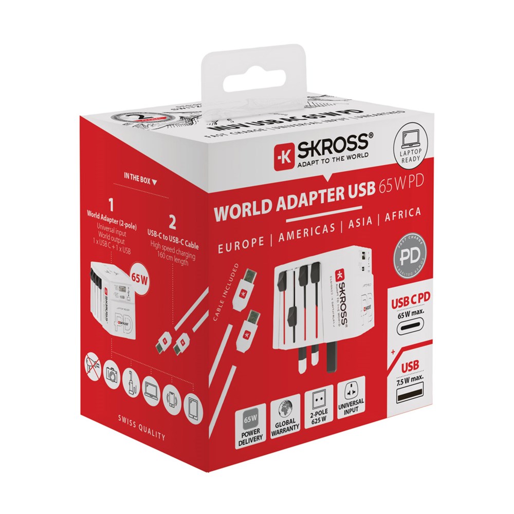 SKROSS Adaptateur de voyage universel MUV 65W PD avec USB