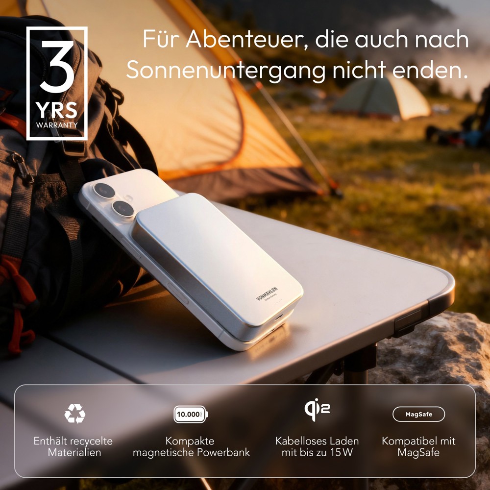 Evergreen Mag 10000 - Die magnetische Powerbank für längere Tage - Weiß