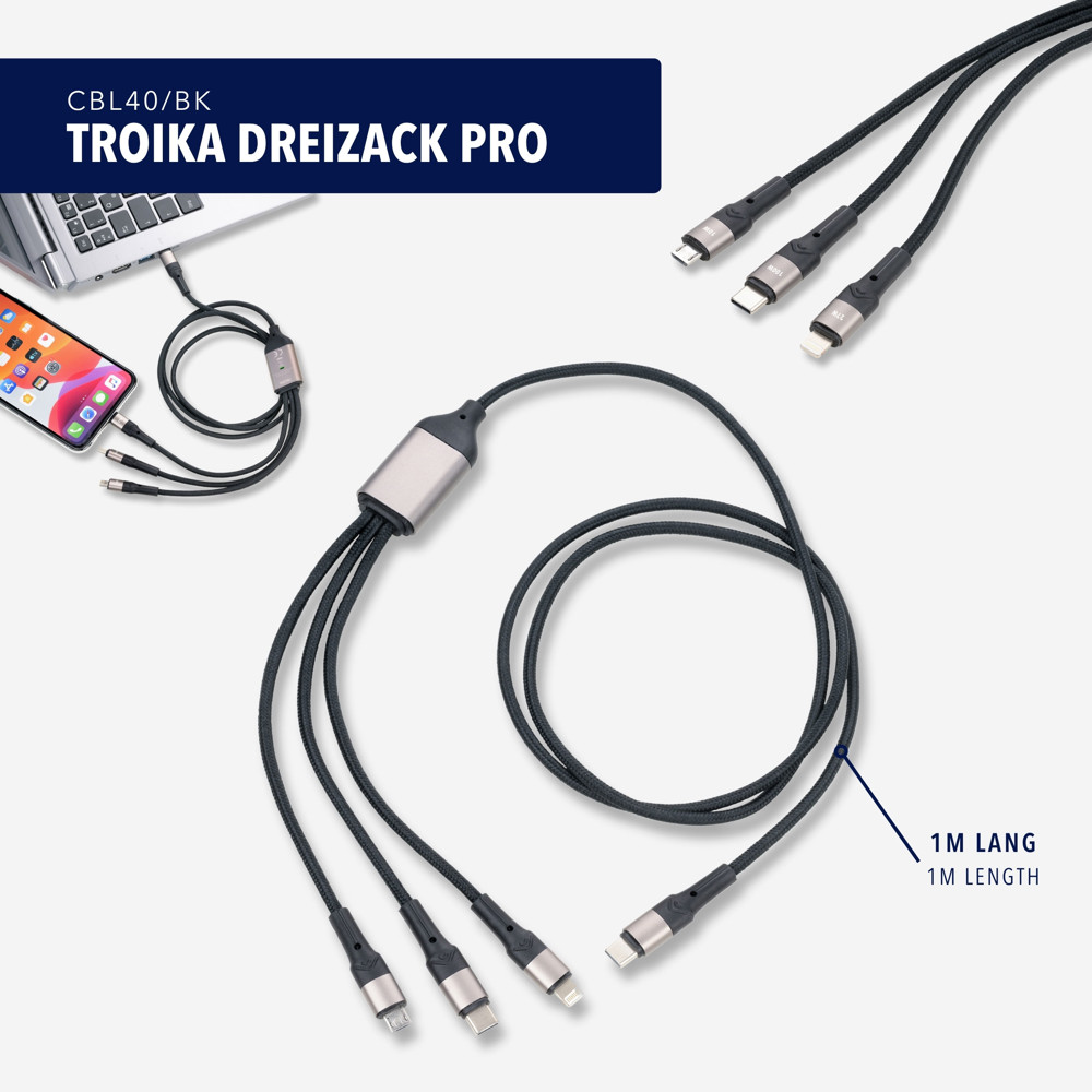 TROIKA Schnellladekabel TROIKA DREIZACK PRO