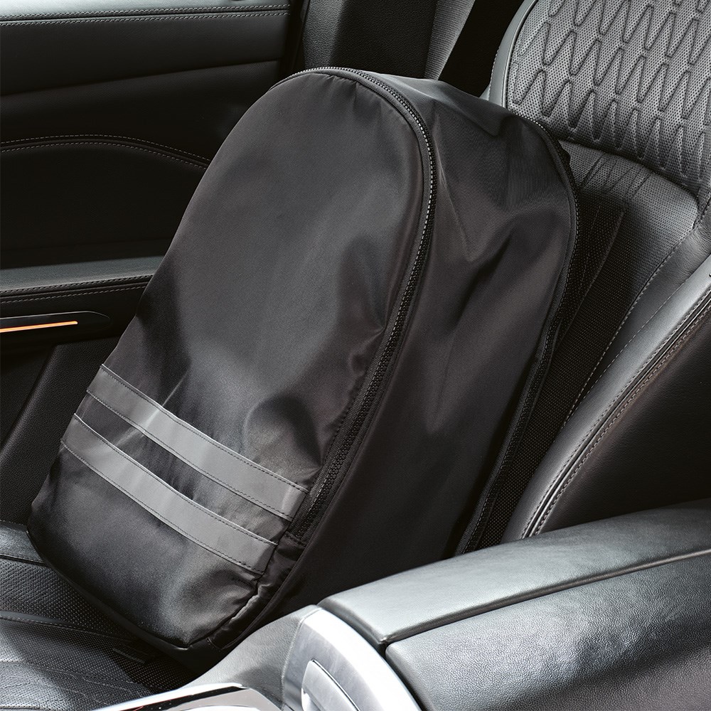 Sydney 18L Rucksack aus rPET. Reflektierende Streifen. Laptops bis 17" - Grau - Schwarz
