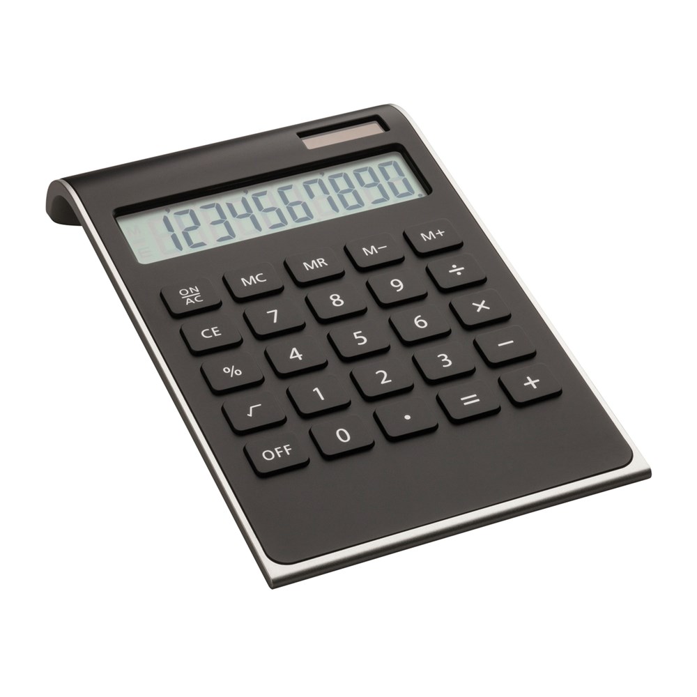 Calculatrice solaire REEVES-VALINDA - noir, argenté / noir / argenté
