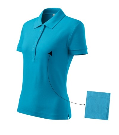 Polohemd Damen Cotton zitronengrün - türkisblau